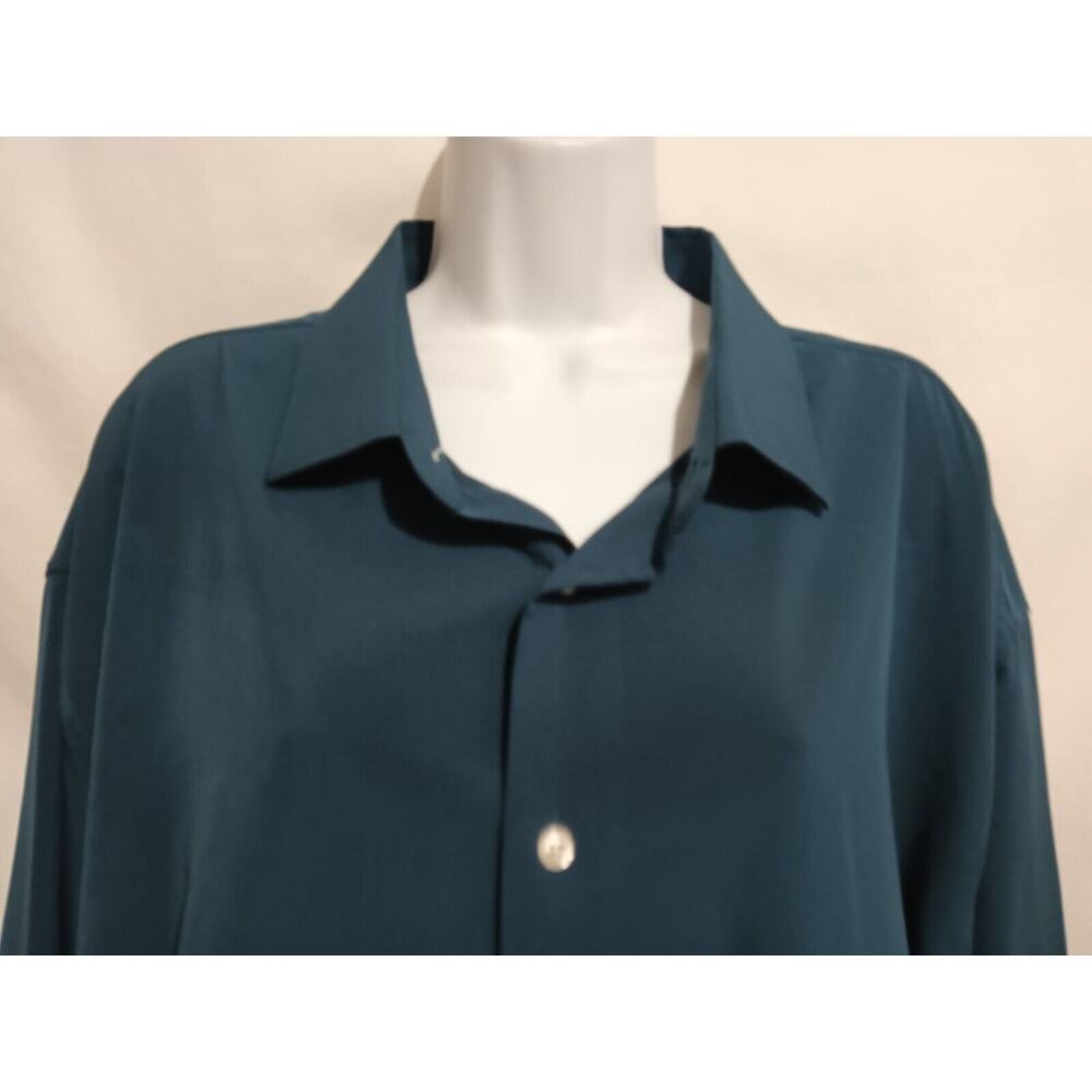 Kilburne & Finch Size 19 34/35 Long Sleeve Teal Button Up Dress Shirt